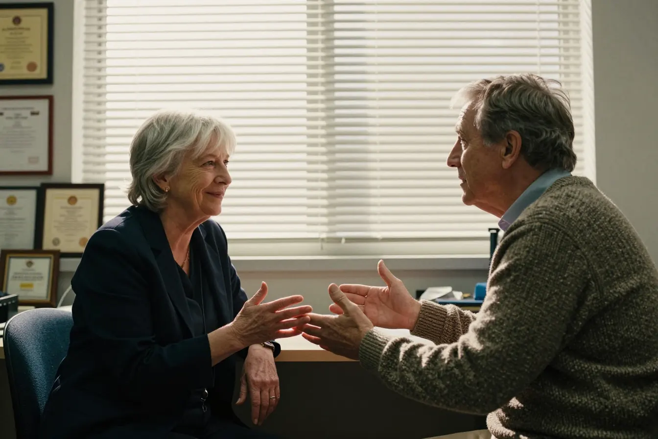 A physician going through results with a patient